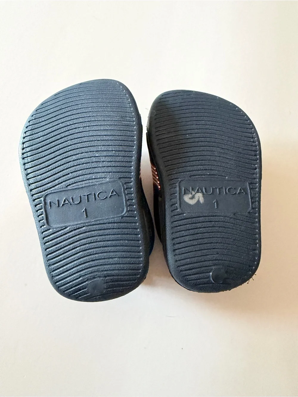 Nautica Navy and Red Kids Slide Sandals with Logo Strap